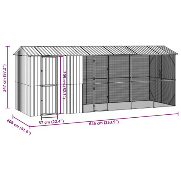 Bird Cage Anthracite 645 x 208 x 247 cm Galvanised Steel