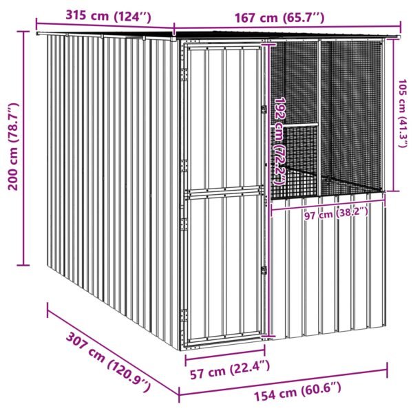 Bird Cage Anthracite 165 x 318 x 200 cm Galvanised Steel