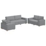 Sofa 3 pcs Light Grey 220 x 80 x 84 cm Linen-blend fabric