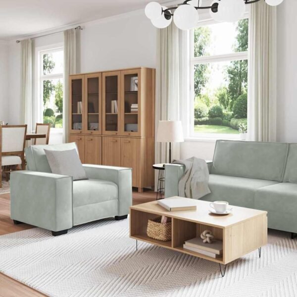 Sofa 3 pcs Light Grey 220 x 80 x 84 cm Linen-blend fabric