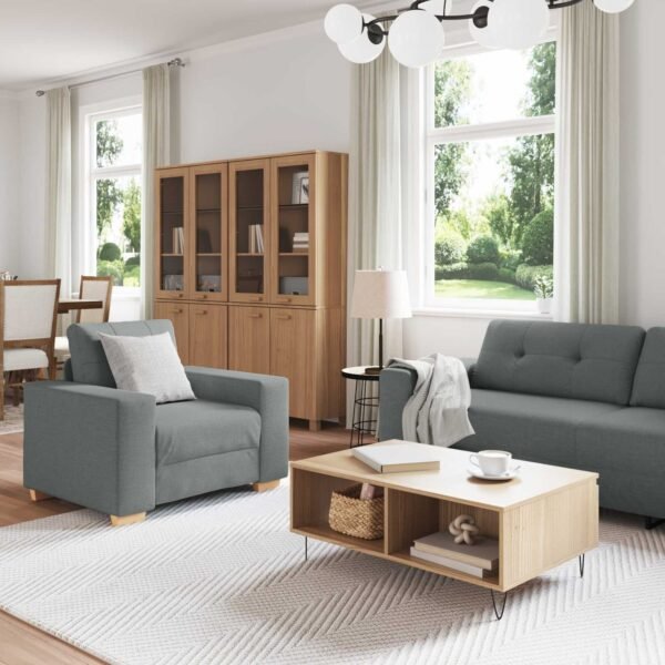 Sofa 3 pcs Dark Grey 221 x 80 x 80 cm Linen-blend fabric