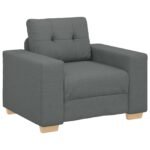 Sofa 3 pcs Dark Grey 221 x 80 x 80 cm Linen-blend fabric