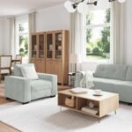 Sofa Set 3 pcs Light Grey 221 x 80 x 80 cm Velvet