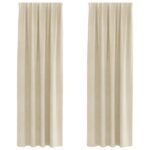 Blackout Curtains 2 pcs Cream 140 x 260 cm Velvet
