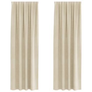 Blackout Curtains 2 pcs Cream 140 x 260 cm Velvet