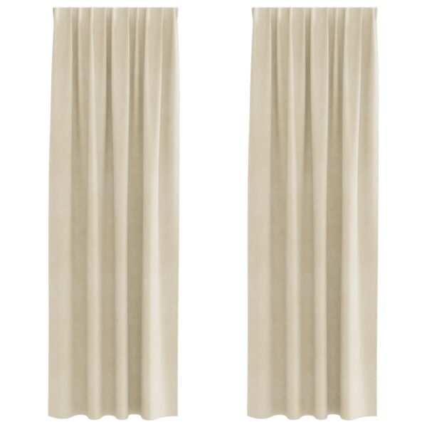 Blackout Curtains 2 pcs Cream 140 x 260 cm Velvet