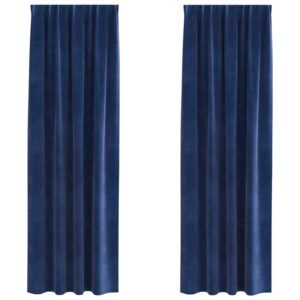 Blackout Curtains 2 pcs Dark Blue 140 x 225 cm Velvet