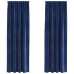 Blackout Curtains 2 pcs Dark Blue 140 x 245 cm Velvet