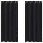 Blackout Curtains with Rings 2 pcs Black 245 x 140 cm Polyester