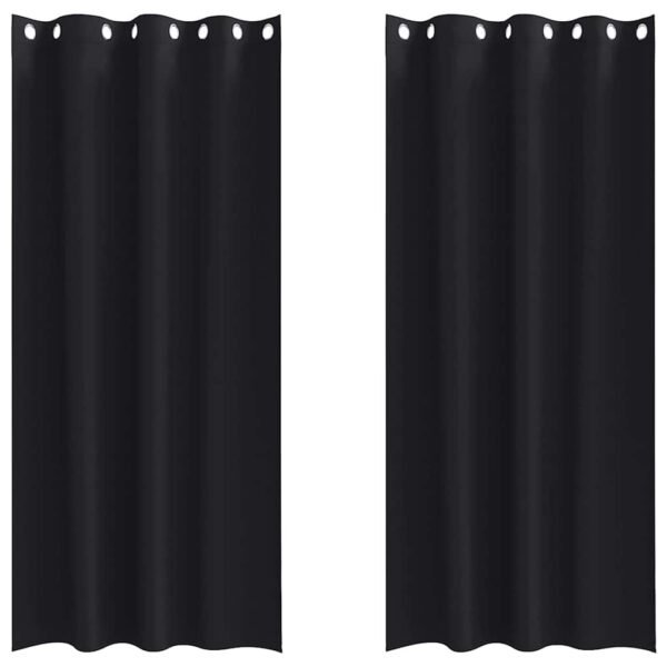 Blackout Curtains with Rings 2 pcs Black 245 x 140 cm Polyester