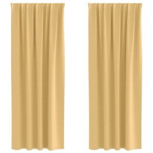 Blackout Curtains with Rings 2 pcs Beige 245 x 140 cm Polyester