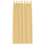 Blackout Curtains with Rings 2 pcs Beige 245 x 140 cm Polyester