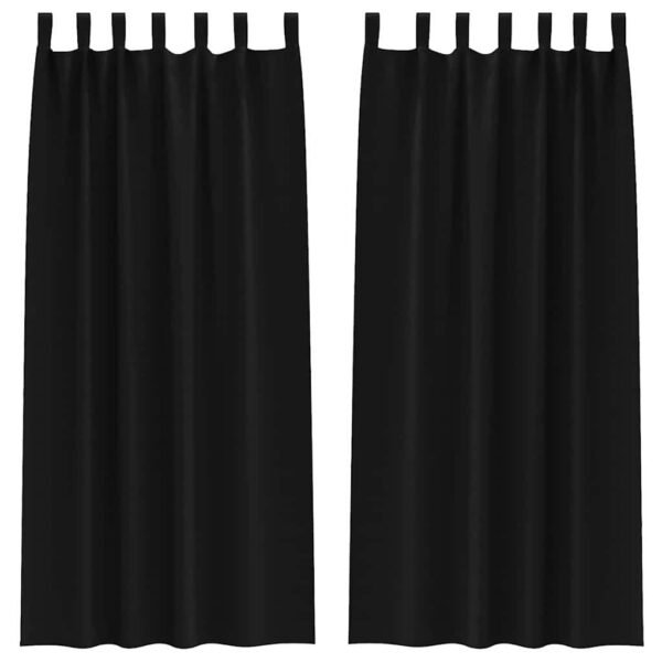Blackout Curtains with Rings 2 pcs Black 245 x 140 cm Polyester