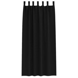 Blackout Curtains with Rings 2 pcs Black 245 x 140 cm Polyester