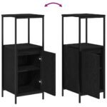 Bathroom Furniture Set 3 pcs Black Oak Engineered Wood