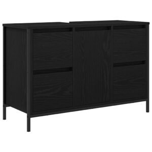 Bathroom Furniture Set 3 pcs Black Oak Engineered Wood