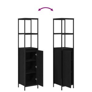 Bathroom Furniture Set 3 pcs Black Oak Engineered Wood
