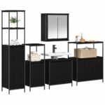 Bathroom Furniture Set 5 pcs Black Oak Engineered Wood