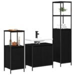 Bathroom Furniture Set 3 pcs Black Oak Engineered Wood