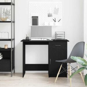Desk with Drawer Black Oak 100 x 50 x 76 cm Engineered Wood