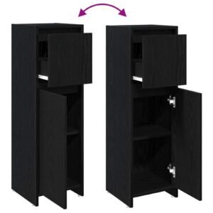 Bathroom Cabinet Black Oak 30 x 30 x 95 cm Engineered Wood