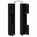 Bathroom Cabinet Black Oak 30 x 30 x 183,5 cm Engineered Wood