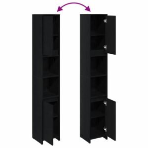 Bathroom Cabinet Black Oak 30 x 30 x 183,5 cm Engineered Wood