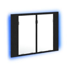 Bathroom Mirror Cabinet with Shelf Black Oak 60 x 12 x 45 cm