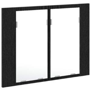 Bathroom Mirror Cabinet with Shelf Black Oak 60 x 12 x 45 cm