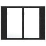Bathroom Mirror Cabinet with Shelf Black Oak 60 x 12 x 45 cm