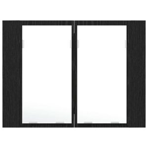 Bathroom Mirror Cabinet with Shelf Black Oak 60 x 12 x 45 cm
