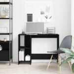Desk with Shelf Black Oak 102,5 x 35 x 75 cm Engineered Wood