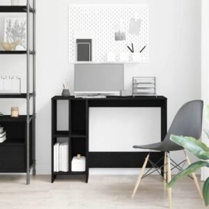 Desk with Shelf Black Oak 102,5 x 35 x 75 cm Engineered Wood