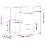 Desk with Shelf Black Oak 102,5 x 35 x 75 cm Engineered Wood