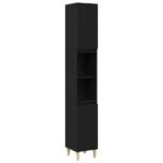 Bathroom Cabinet Black Oak 30 x 30 x 190 cm Engineered Wood