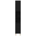 Bathroom Cabinet Black Oak 30 x 30 x 190 cm Engineered Wood