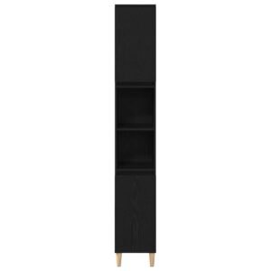 Bathroom Cabinet Black Oak 30 x 30 x 190 cm Engineered Wood