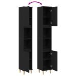 Bathroom Cabinet Black Oak 30 x 30 x 190 cm Engineered Wood