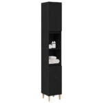 Bathroom Cabinet Black Oak 30 x 30 x 190 cm Engineered Wood