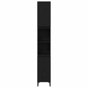 Bathroom Cabinet Black Oak 30 x 30 x 190 cm Engineered Wood