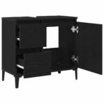 Bathroom Cabinet Black Oak 65 x 33 x 60 cm Engineered Wood