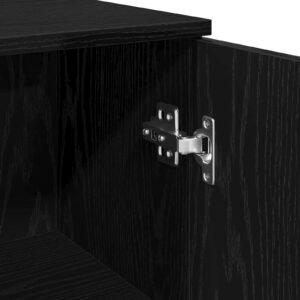 Bathroom Cabinet Black Oak 30 x 30 x 190 cm Engineered Wood