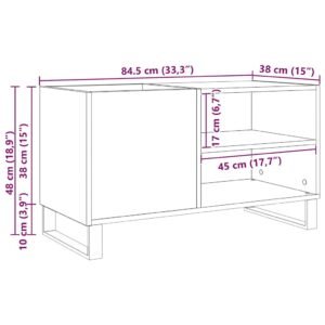 Record Cabinet Black Oak 85 x 38 x 48 cm Engineered Wood