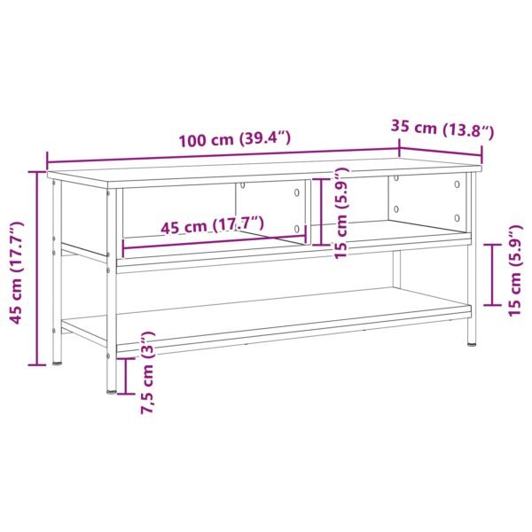 TV Cabinet Set Black Oak 100 x 35 x 45 cm Engineered Wood