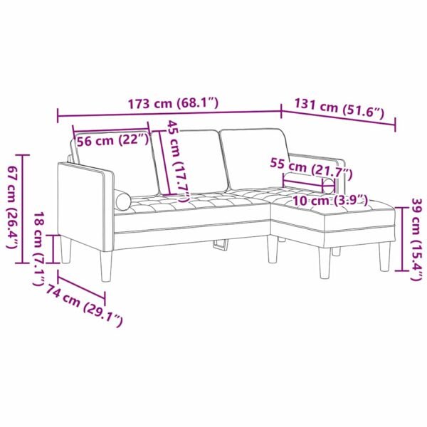 Sofa Set with Cushion Light Grey Polyester