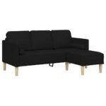Sofa Set with Cushion Black Polyester