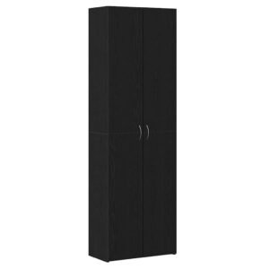 Office Cabinet Black Oak 60 x 32 x 190 cm Engineered Wood