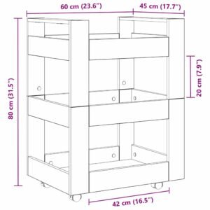 Kitchen Trolley Black Oak 60 x 45 x 80 cm Engineered Wood