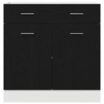 Hanging Cabinet Black Oak 80 x 31 x 81.5 cm Engineered Wood