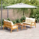 Bistro Set with Cushion 3 pcs Brown Solid Acacia Wood